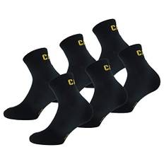 Caterpillar Quarter Socks 6 Paar Herren-Arbeitssocken, Höhe über dem Knöchel, verstärkt an Zehen und Fersen, hochwertige Baumwolle (Schwarz, 39-42)