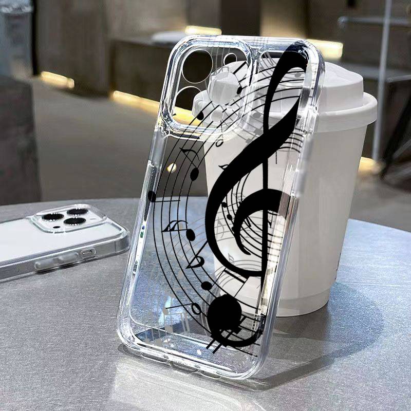 Music Note Painted Transparent Soft Phone Case For Xiaomi 15T 14T 13T 12T Pro 11 Lite 5G 14 13 12 Poco X7 X6 X5 F6 Pro F7 Cover