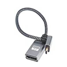 RIIEYOCA 4K Micro HDMI till HDMI-adapterkabel, 90 graders nedvinkel micro HDMI hane till HDMI hona aluminium kort nylonflätad sladdkabel, stöder 4K UHD, för bärbar dator, TV, videokamera etc. 20 cm