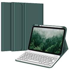 Fintie Tastatur Hülle für iPad 10. Generation 2022 (10.9 Zoll), Schutzhülle mit TPU Rückschale, Pencil Halter und magnetisch Abnehmbarer Tastatur mit QWERTZ Layout, Nachtgrün