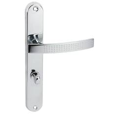 domino Türgriff 78 Drückergarnitur WC - Badezimmer Set Links & Rechts Türbeschlag für WC/Badezimmertüren L-Form Türklinke aus Aluminium Chrom Türdrückergarnitur ALMA ECO M6