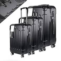 "By NordicDesign hand luggageTravel in Style and Convenience with our Durable Carry-On Luggage - Your Perfect Travel Companion!" one set 3 pcs color BLACK