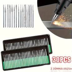 TEMU 30pcs Diamond Grinding Needle Point Engraving Carving Deburring Polishing Jade Woodworking Tool And Accessories Drill Bit Rotary