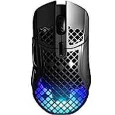 SteelSeries Aerox 5 Wireless – RGB Gaming-Mouse mit Öffnungen in der Oberfläche – Federleichtes, wasserabweisendes Design – 9 Tasten – Bluetooth/2,4 GHz – Optischer TrueMove Air-Sensor mit 18.000 DPI