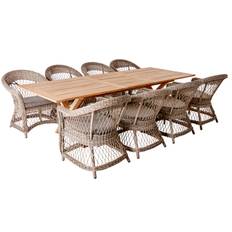 Brafab Brutus & Kamomill matgrupp Teak/beige 8 stolar & bord 200-265 x 100 cm