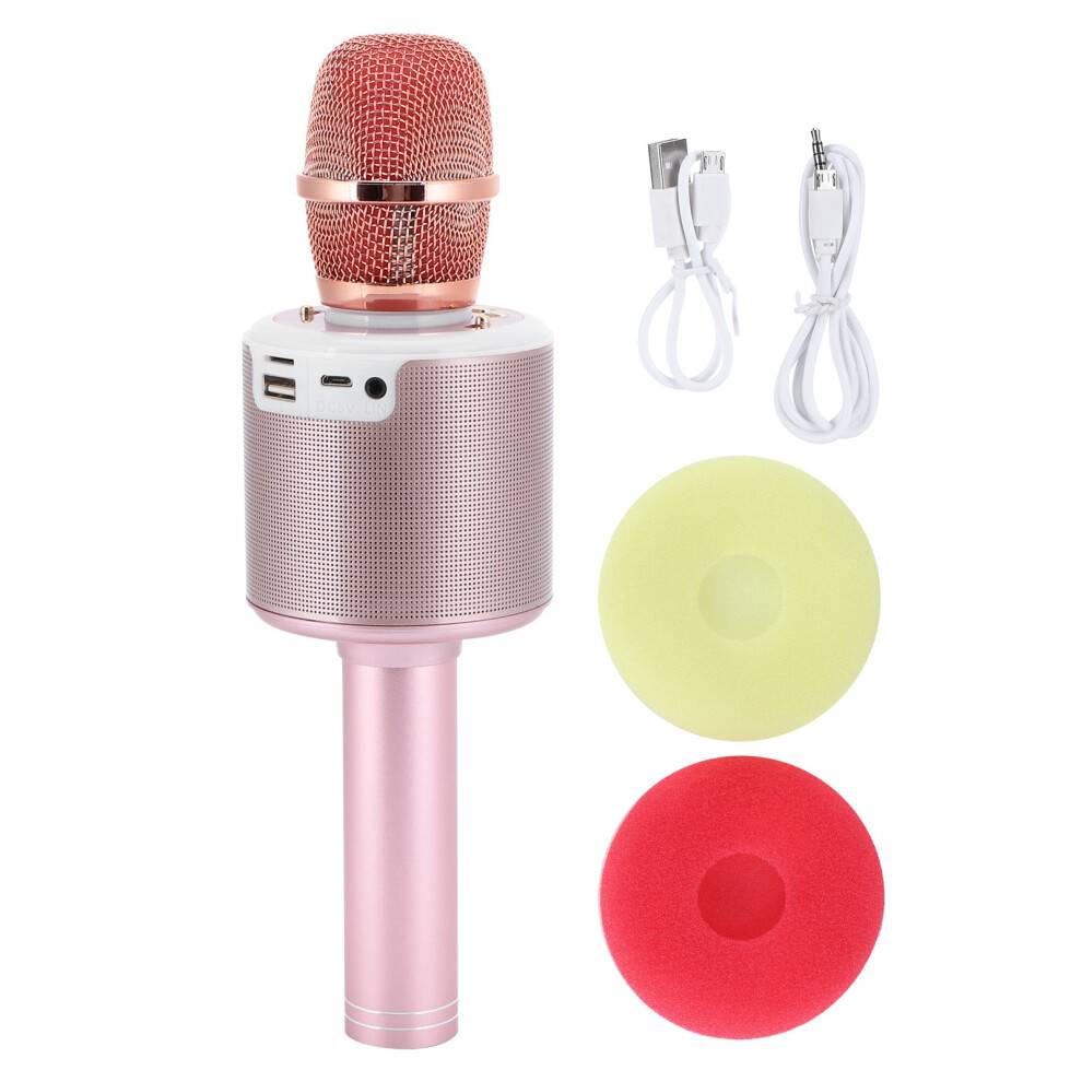 Karaoke-mikrofon af høj kvalitet med LED-lys, trådløs Bluetooth-mikrofon, bærbar håndholdt multifunktionel karaokemaskine,