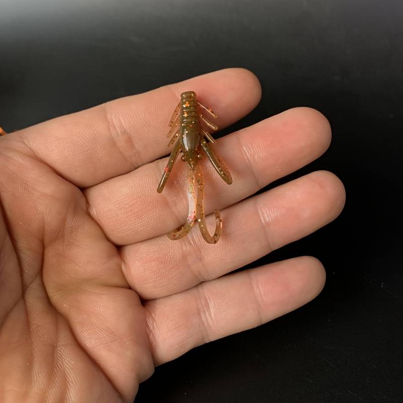 TEMU 20pcs 5cm/1.97in 0.8g 0.028oz 6 Colors Sinking Bait Dance Shrimp Black Pit Perch Sea Fishing Special Rapid Current Carlo Bait Sea Fishing Small Crab Soft Bait Outdoor Fishing Father's Day Gift