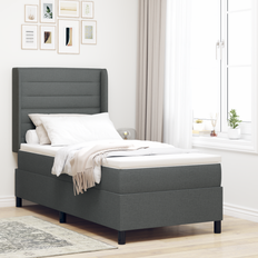 vidaXL Box Spring Bed med Madras Mørk Grå 90x200 cm Stof