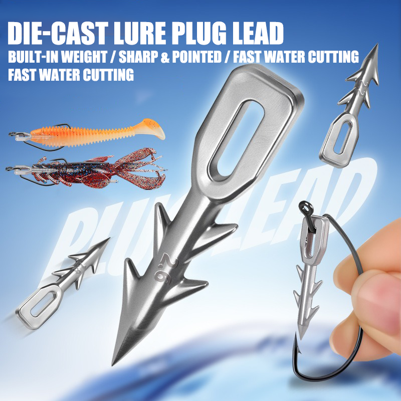 10pcs Barbed Lure Plug Lead 0.6g-2.6g Lead Sinker Die-Cast Fishing Weight Insert for Soft Baits Worm Neko Rig and Wacky Rig