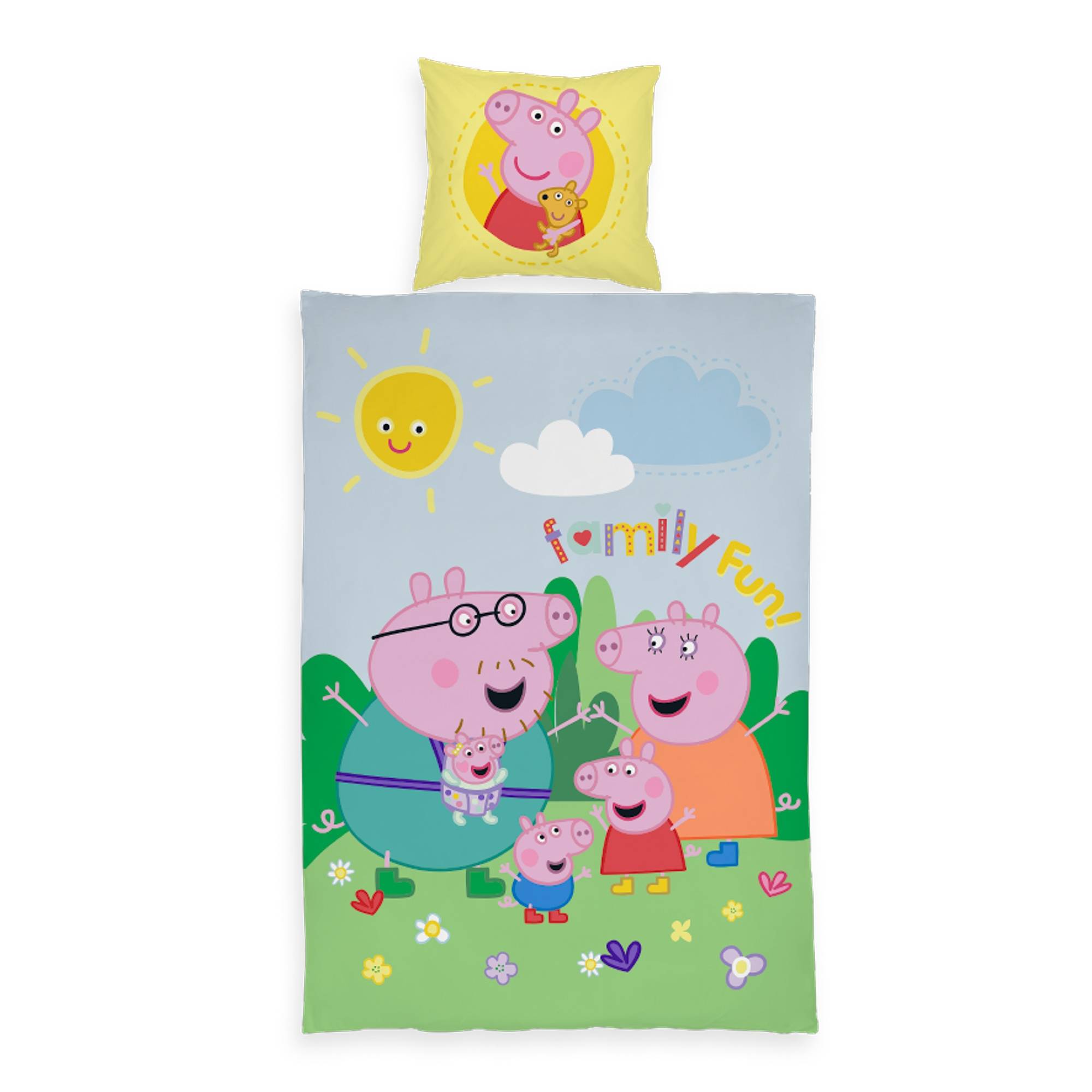 Greta Gris påslakanset - 100% bomull - Junior 100x140 cm - Hela familjen - Multi (100x140 cm)