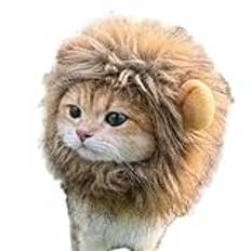 Ruwshuuk Katt lejonman, kattunge utklädnad lejon man peruk - smidig och bekväm fin kostym lejon hår hatt, roliga kattungar klä upp sig