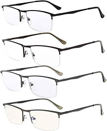 Eyekepper 4-pack kvalitativa fjädergångjärn halvfälg läsglasögon inkluderar datorläsare +0,75