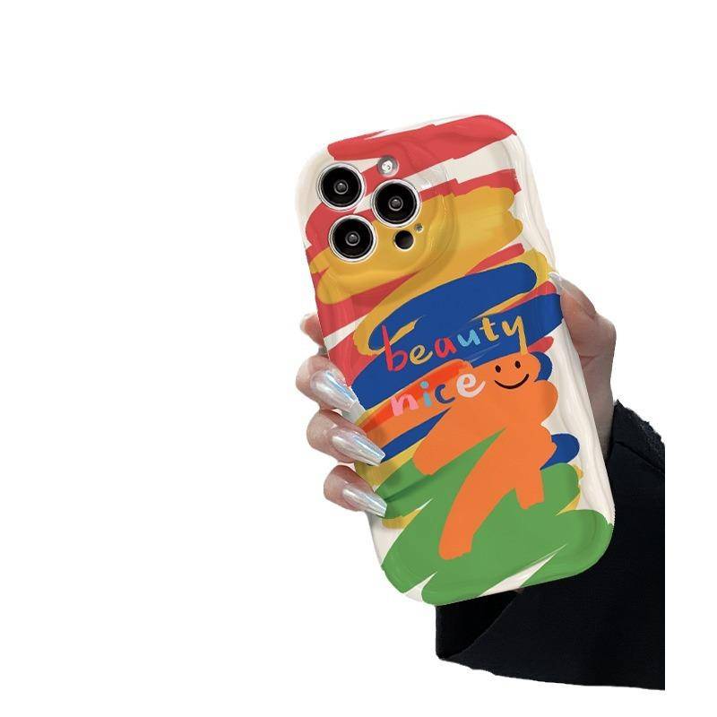 Passar Apple 15 Mobiltelefonfodral IPhone 14 Regnbåge Oljefärgstift Liten Plånbok 13 Silikon 12 Sned Kedja Ryggsäck iPhone 6s Plus