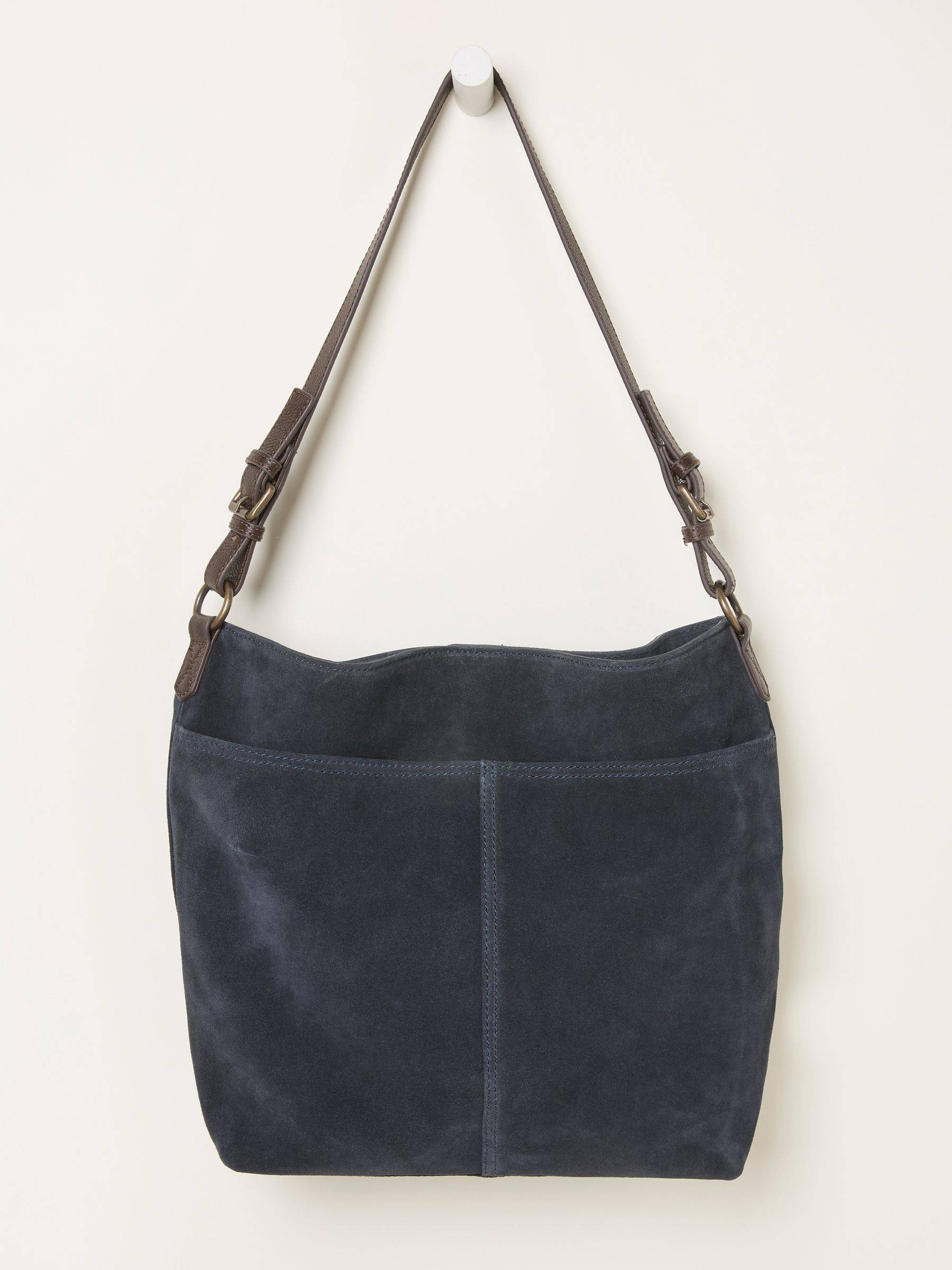 Fat Face FatFace Molly Navy Blue Suede Shoulder Bag