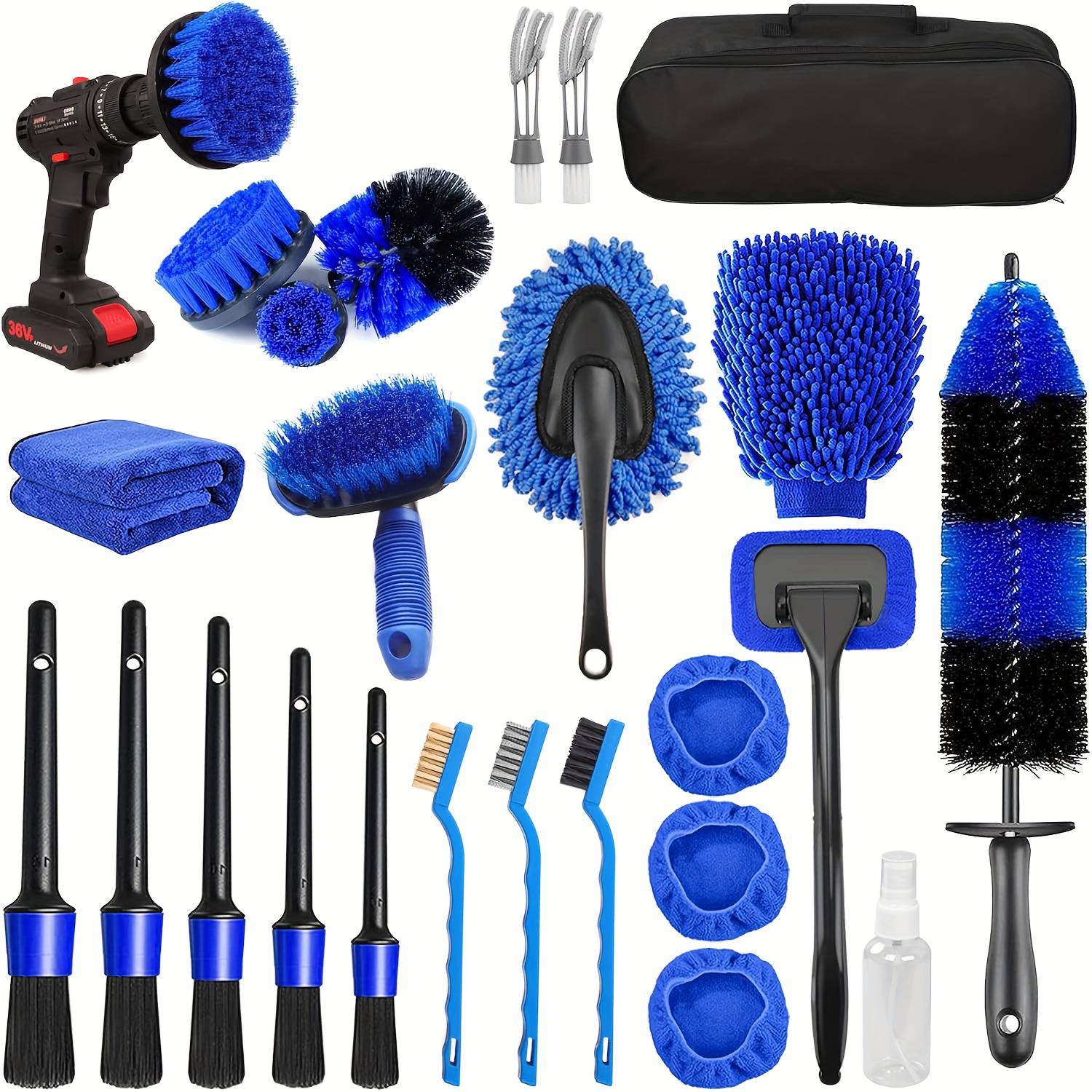 26pcs Car Detailing Brush Set, Car Detailing Kit, Car Detailing Brushes, Car Cleaning Kit, Car Windshield Cleaning Tool, Professional Car Care Kit - Car Wash Brush Kit For Wheels
