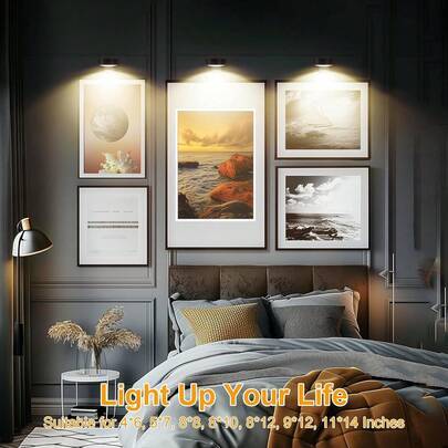 1/3/6 st trådlösa LED-vägglampor i metall, vägglampor, ljusslingor, belysningsarmaturer, magnetiska trådlösa vägglampor, nattlampa, trappa, hall, juld - Svart (Multi-size)