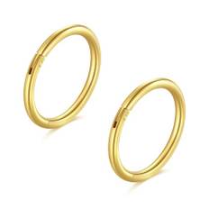 Longita 2 Stück Nasenpiercing Ring, 316L Chirurgenstahl Nasenring, 16G Septum Clicker Ring, Helix Conch Knorpel Tragus Piercing Ohr Innendurchmesser 5MM Gold