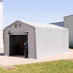 4 x 8 m tälthall - 3,0 m sidohöjd med hissport, PVC grå, inkl. hållfasthet (underlag: betong) - (94084)