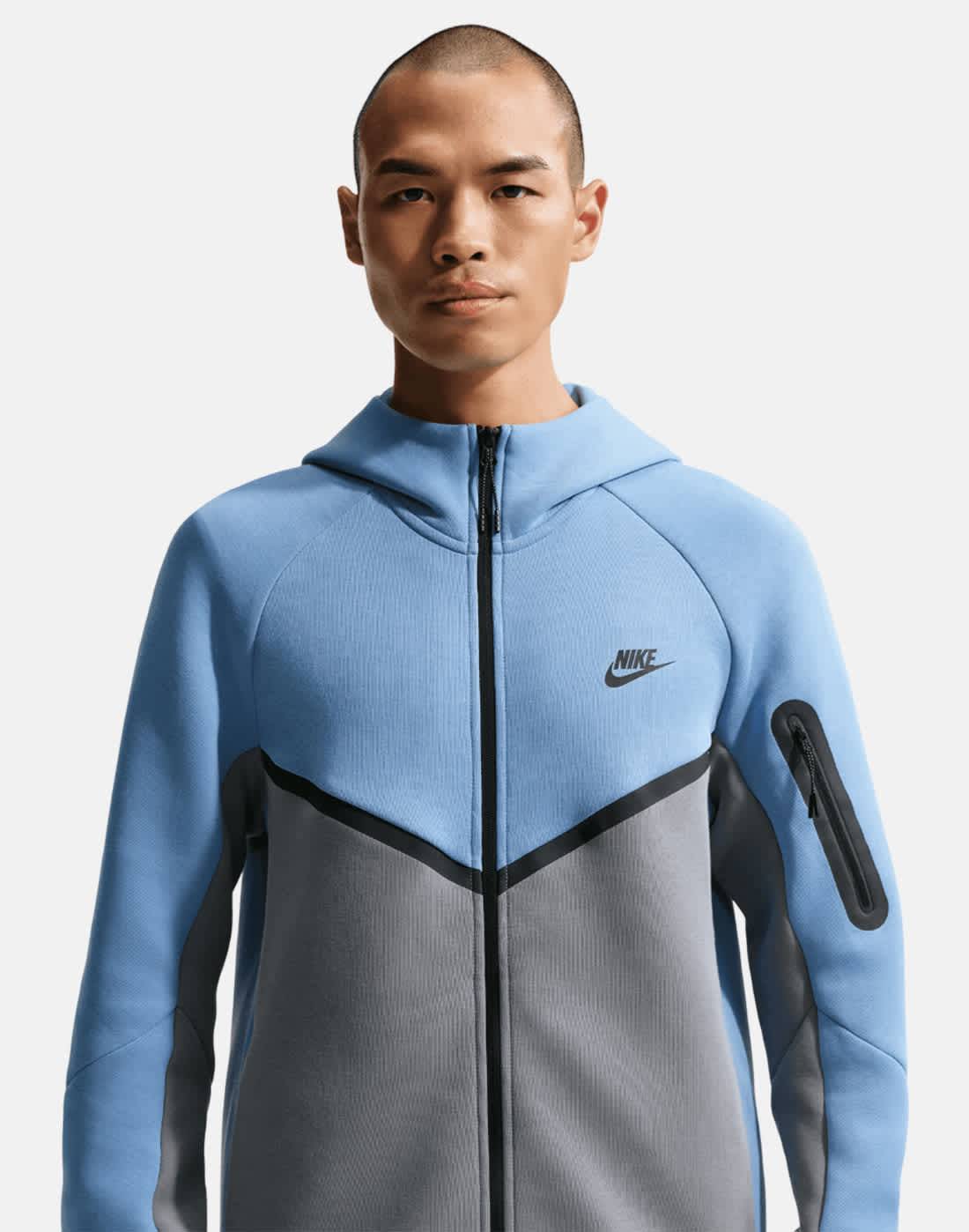 Men's Nike Tech Fleece Fz Hoodie in Blue/Black | Small