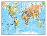 Maps International Världskarta, politisk världskarta med laminerad framsida, detaljerad kartografi - 42 x 59,4 tum