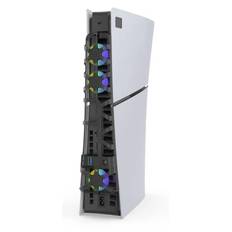 PlayStation 5 Slim USB køler med farvet RGB lys. DOBE PS5 Cooling Fan. Sort.