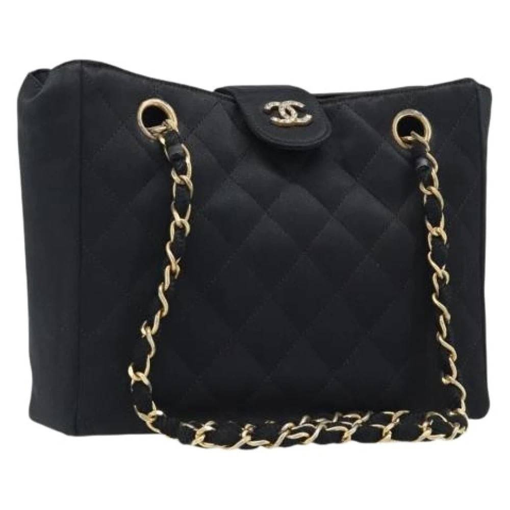 Chanel Vintage Pre-owned Satin Skuldertaske - Vintage - Dame - Sort - ONE SIZE - Uld