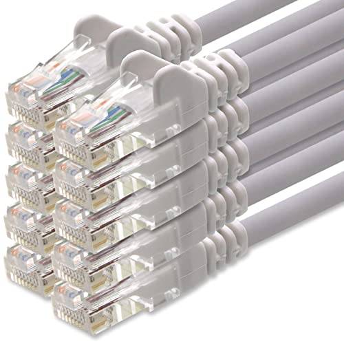 1aTTack.de nätverkskabel Cat.6 - vit - 10x - 0.5m - (set) - CAT6 Ethernet-kabel LAN-kabel 1000 Mbits (PoE) patchkabel