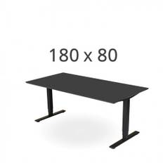 180x80 cm sort linoleum. Elektrisk hæve sænkebord.