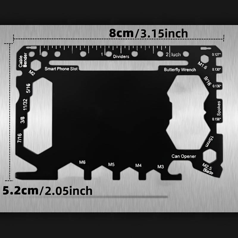 TEMU 1pc Stainless Steel 46-in-1 Multi Tool Card, Pocket Size Edc Tool For Outdoor Camping, Compact Survival Gear With No Magnesium Rod/fire Starter, Black