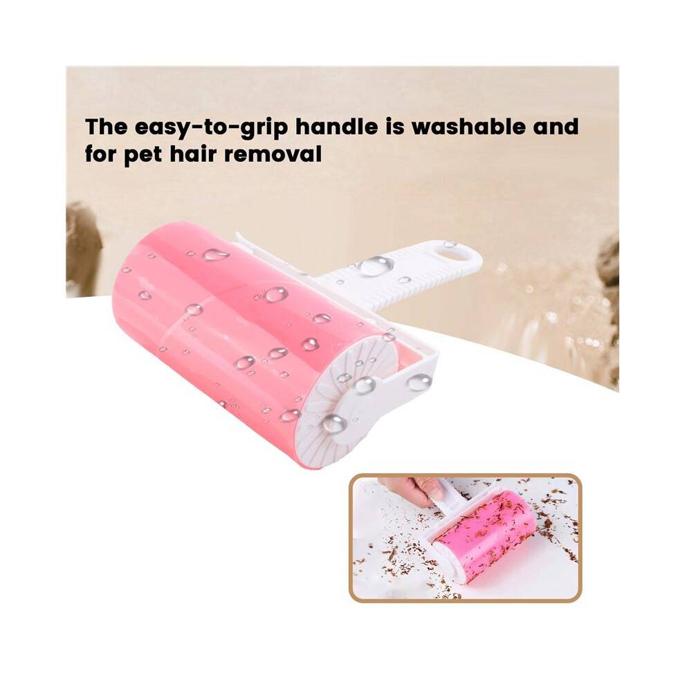 2X Lint Remover Tvättbara Kläder Hår Sticky Roller Återanvändbar Portable Pet Hair Remover Sticky Roller, Rosa