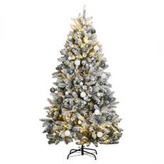 Plastgran med gångjärn 300 LEDs & kulor 210 cm