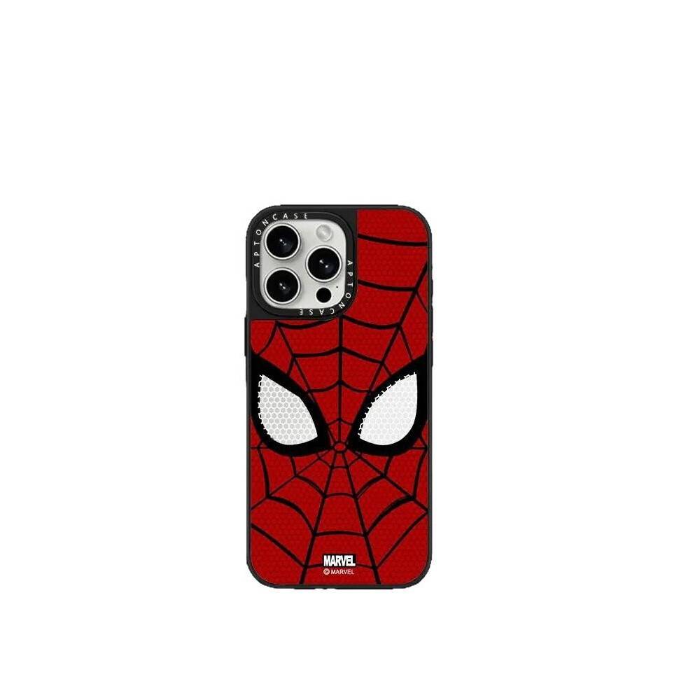 (Red, iPhone16plus) Spider-Man Phone Case for iPhone 15 Pro Max Full-Body Protection Shockproof Metal Frame Leather Texture Cool