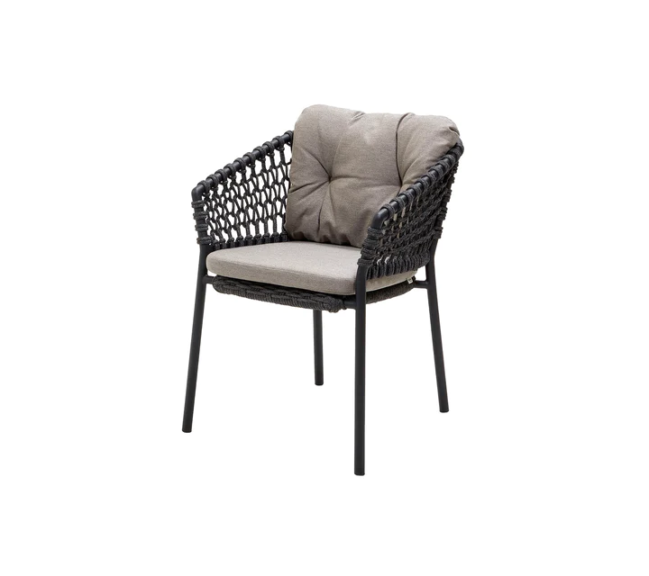 Ocean stol | Udendørs Taupe, Cane-line Natté Cane-line Soft Rope, Dark grey.