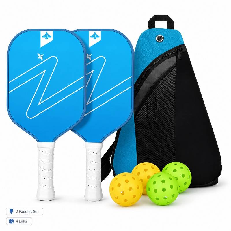 USA Pickleball Approved Fiberglass Pickleball Paddle Set 2 Paddles 4 Balls Carry Bag for Adults Beginners