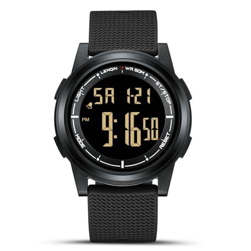 HANPOSH Uhren Herren Digital Herrenuhr 3ATM Wasserdicht Armbanduhr Herren Digitaluhr mit Wecker, Stoppuhr, Kalender
