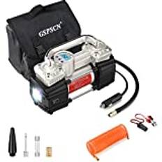 GSPSCN Portabel digital bil däck inflater med mätare 150Psi auto stäng av, tungt belastad dubbla cylindrar 12V luftkompressor pumpe med LED-ljus för auto, lastbil, bil, cyklar, RV, SUV, bollar etc.