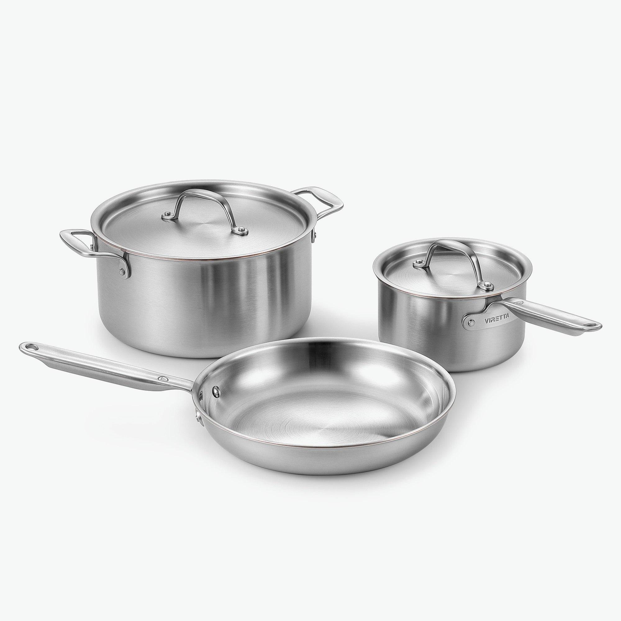 Viretta Pande- og grydesæt – 5-Ply kobber rustfrit stål Startsæt – 3 dele / Rustfrit stål