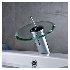 Badrumsvask Basin Mixer, Glass Pip Waterfall Mixer Crane, Deck Mount Hot and Cold Water Basin Mixer (Färg: Transparent glas, storlek: Chrome)