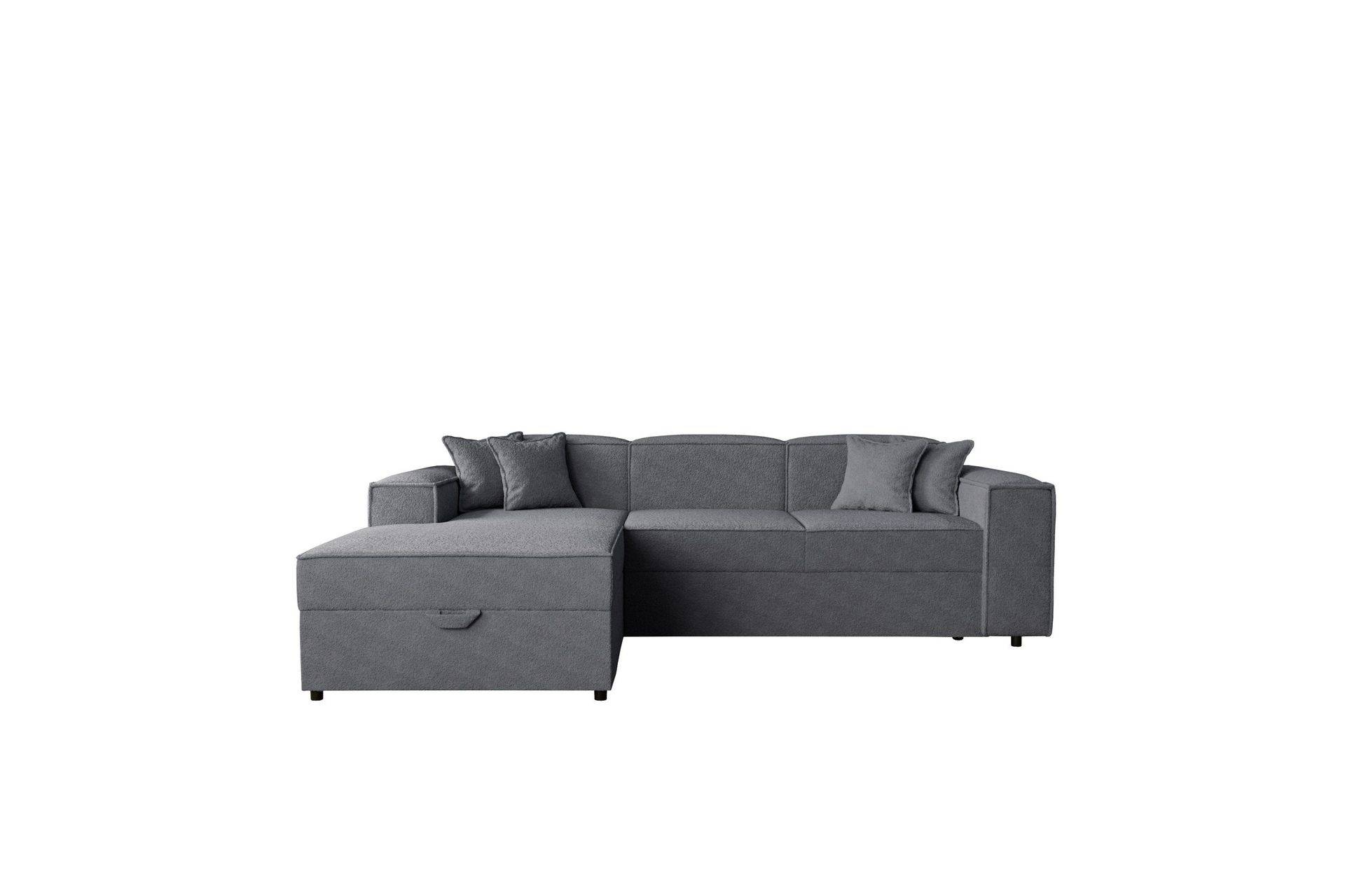Bizantine Bäddsoffa m. Divan 3-sits - Vit Grå Tyg