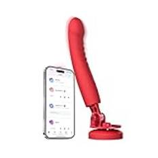 LOVENSE Mission 2 Dildo Machine, justerbar 180 ° sugkoppsdildo, App fjärrkontroll sexmaskin för kvinnor Kraftfull vibration och beröringssinne, automatisk tryckande sexleksak för par