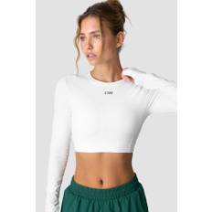 Contrast Cropped Long Sleeve White