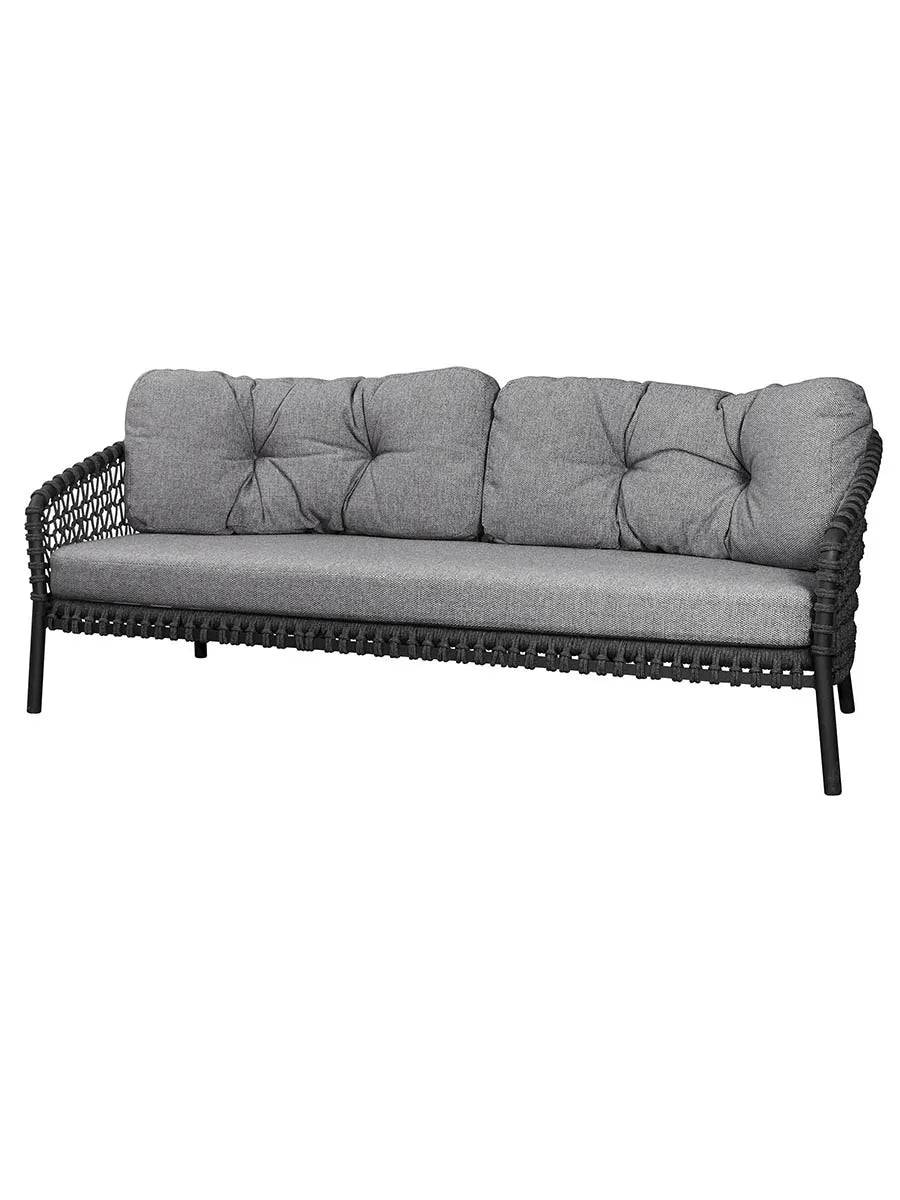Ocean large 3-pers. Sofa, soft rope fra Cane-line Dark Grey - Cane-line AirTouch w/QuickDry & Airflow - Jacobsen Plus