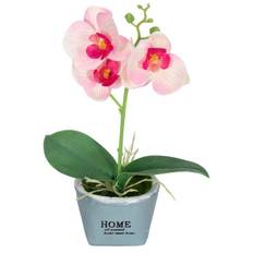 Kunstig Orkidé - Højde 26 cm - Lyserøde flotte blomster - Kunstig potteplante