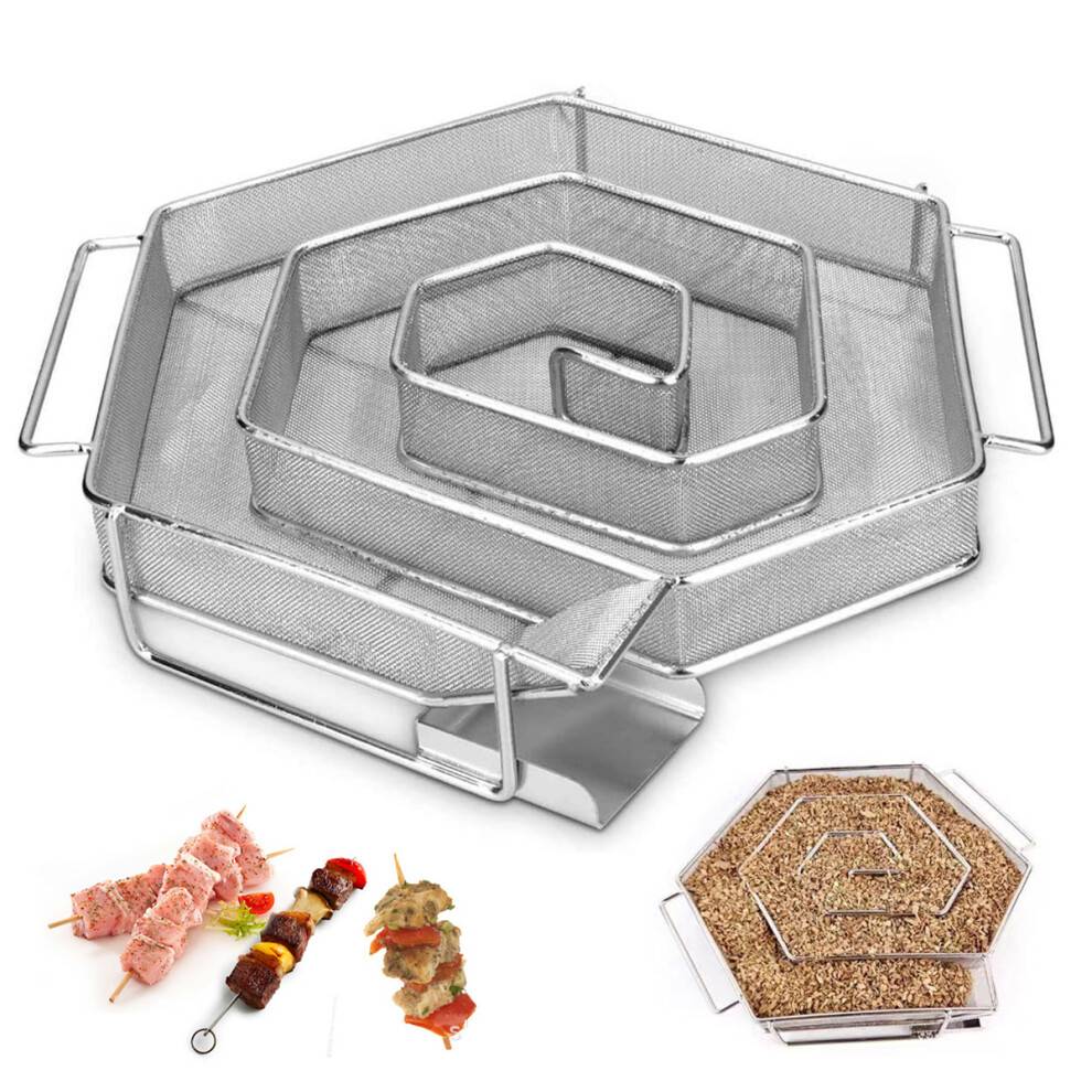 Røggenerator i rustfrit stål til udendørs grill, kold rygning af træflis med firkantet rygepibe, grillrygeværktøj til varm eller kold røg