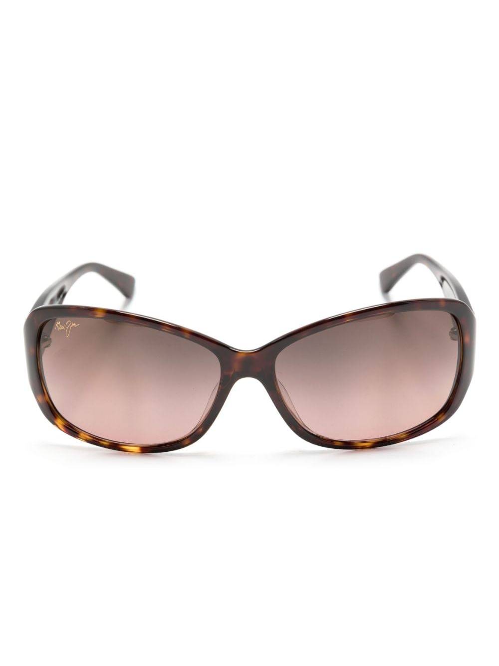 Maui Jim - sköldpaddsfärgade rektangulära solglasögon - unisex - acetat - one size - Brun
