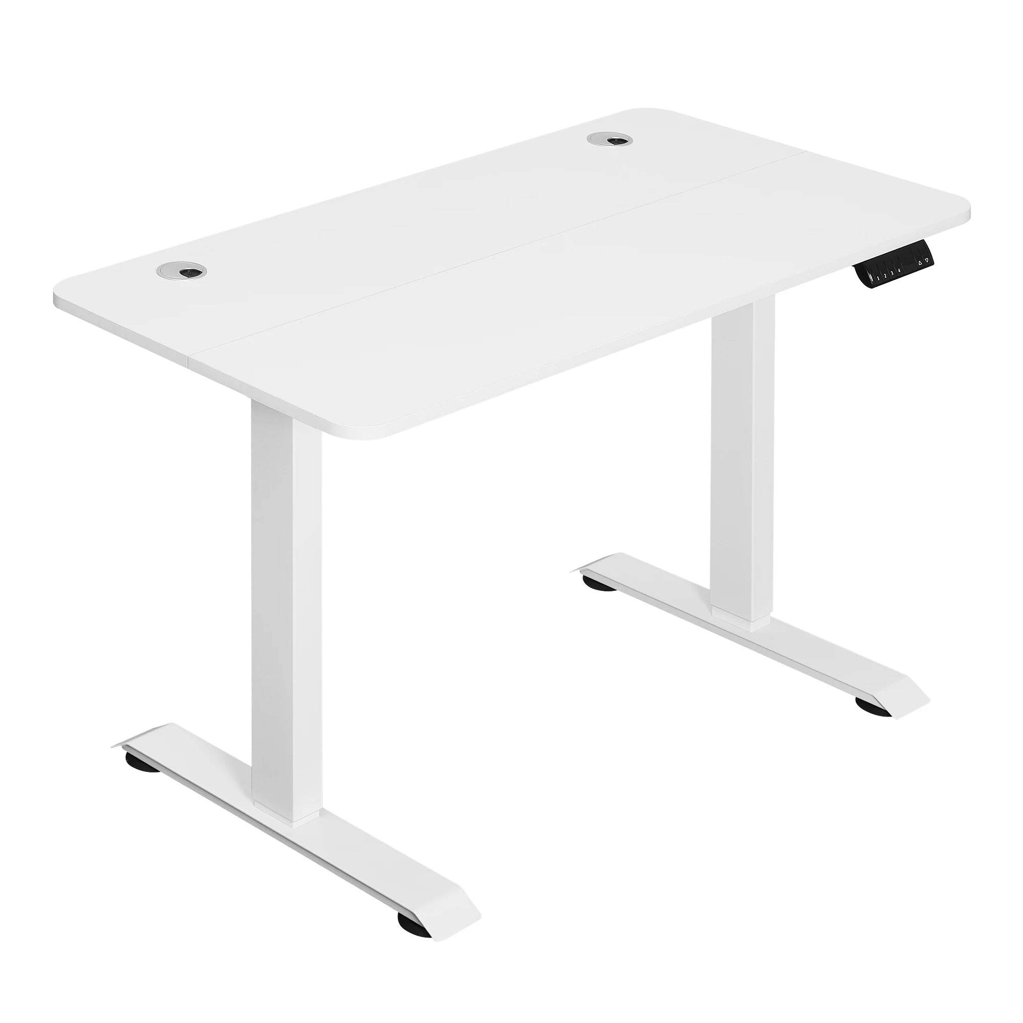 Electric Steel Standing Gaming Table 120x60cm Height Adjustable Computer Office Desk with 4 Memory Controls for Home - WHITE / GERMANY
