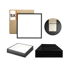 LED Panel 60x60 inkl. Perfect Fit Ramme til Troldtekt | Sort | 5 sæt | 4000K | 4000lm