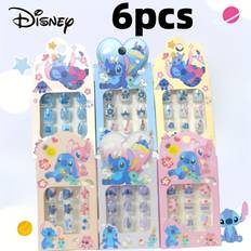 TEMU And Trendy Stitch Press-on Nails, 6pcs Collection (12pcs/set), Styles - Cartoon Oval Nail Design - Great For Celebrations And Everyday Use - For Fashion Enthusiasts