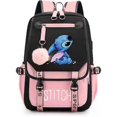 Pige Skoletaske Stor Kapacitet Stitch Rygsæk Casual Rosa, Flerfarvet