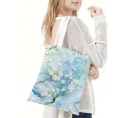1pc Canvas Tote Bag, Floral Oil Painting Design Double Sided Printed Summer Travel Essentials Bag, Suitable For Toiletries, Cosmetics, Stationery, Dur - Multicolor - A,B,C,D,N,O,E,F,G,H,I,J,K,L,M